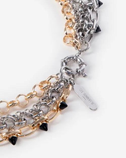 Women Jewelry The Kooples 4Row Gold And Silver Necklace Silver Gold