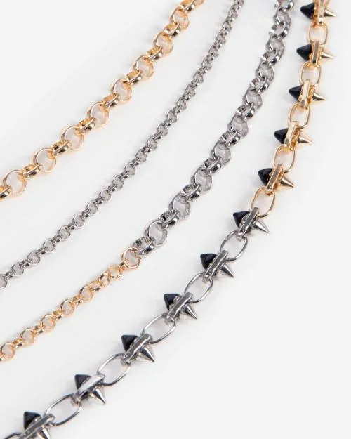 Women Jewelry The Kooples 4Row Gold And Silver Necklace Silver Gold