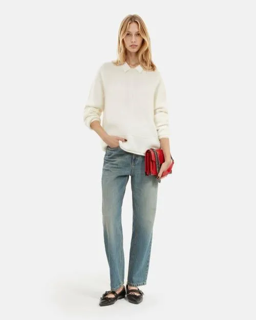 Women Jumpers and Cardigans The Kooples Ecru Wool And Mohair Sweater Ecru