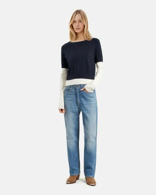 Women Jumpers and Cardigans The Kooples Navy Blue And Ecru Sweater Dark Navyecru