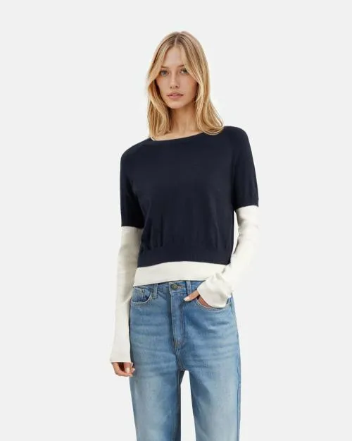 Women Jumpers and Cardigans The Kooples Navy Blue And Ecru Sweater Dark Navyecru
