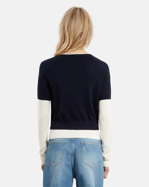 Women Jumpers and Cardigans The Kooples Navy Blue And Ecru Sweater Dark Navyecru