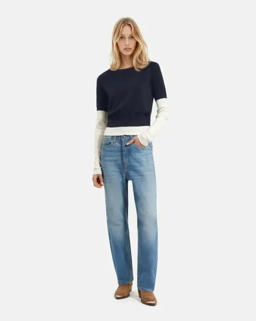 Women Jumpers and Cardigans The Kooples Navy Blue And Ecru Sweater Dark Navyecru