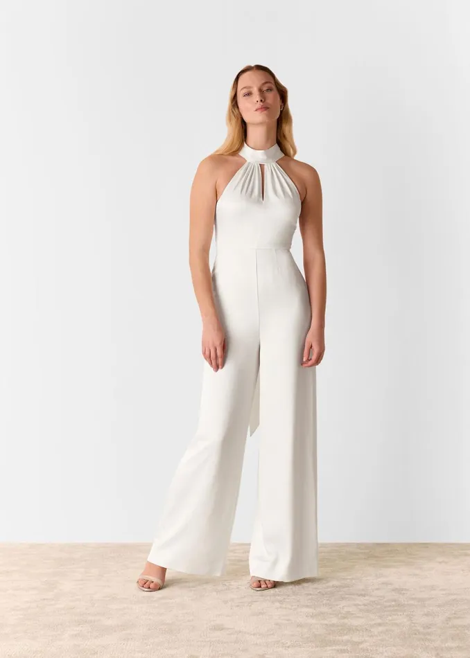 Women Jumpsuits Whistles Ivory Halterneck Bridal Jumpsuit