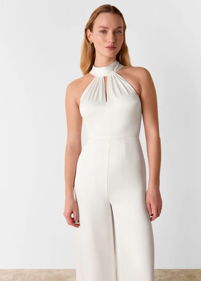 Women Jumpsuits Whistles Ivory Halterneck Bridal Jumpsuit