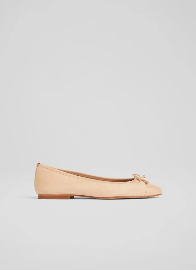 Women Kara Beige Suede And Patent Toe Cap Ballet Flats Almond LKBennett Flats