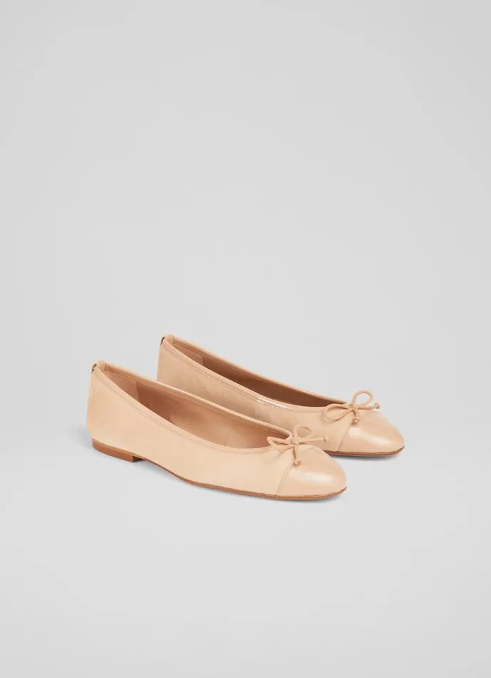 Women Kara Beige Suede And Patent Toe Cap Ballet Flats Almond LKBennett Flats Women Kara Beige Suede And Patent Toe Cap Ballet Flats Almond LKBennett Flats
