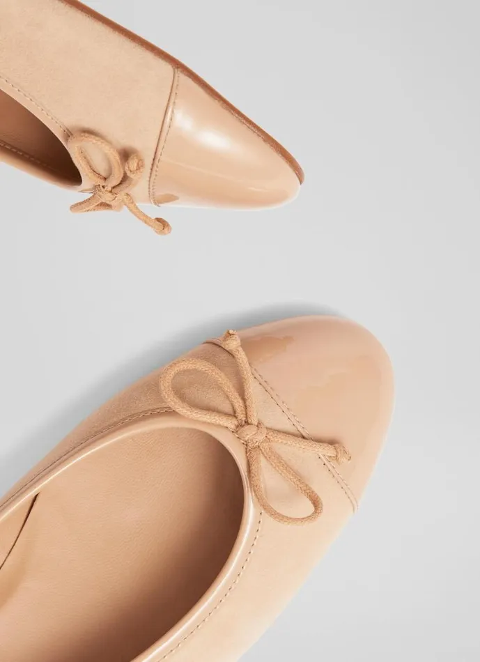 Women Kara Beige Suede And Patent Toe Cap Ballet Flats Almond LKBennett Flats Women Kara Beige Suede And Patent Toe Cap Ballet Flats Almond LKBennett Flats
