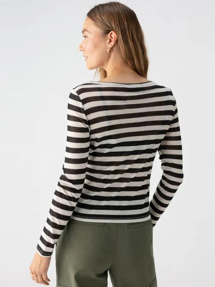 Women Keep It Simple Tee Toasted Almond Black Stripe Sanctuary Clothing Tees and Tops