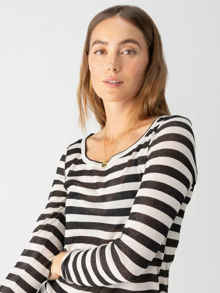 Women Keep It Simple Tee Toasted Almond Black Stripe Sanctuary Clothing Tees and Tops