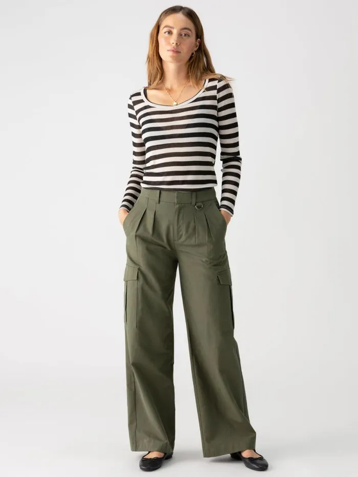 Women Keep It Simple Tee Toasted Almond Black Stripe Sanctuary Clothing Tees and Tops