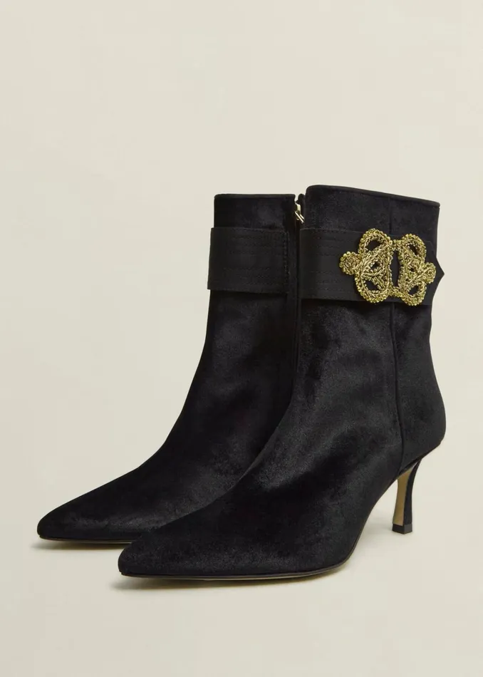 Women Keston Embellished Velvet Ankle Boots Black Hobbs Boots