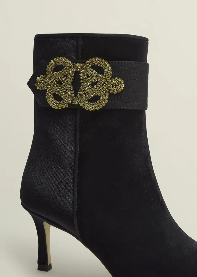Women Keston Embellished Velvet Ankle Boots Black Hobbs Boots