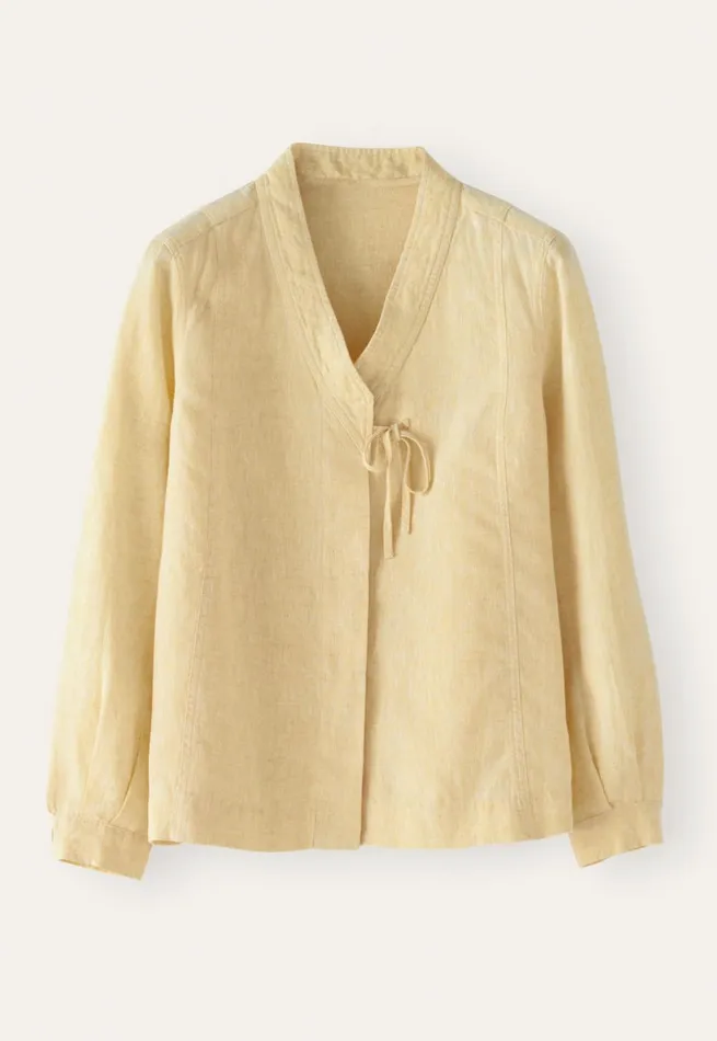 Women Kimonostyle Shirt Pastel Yellow Poetry Fashion Shirts and Tunics