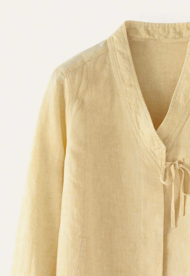 Women Kimonostyle Shirt Pastel Yellow Poetry Fashion Shirts and Tunics