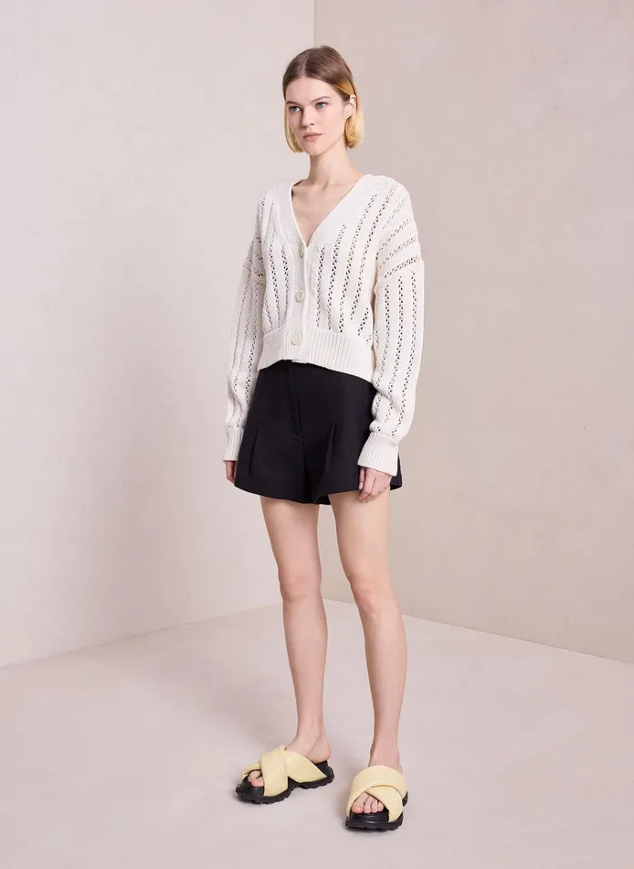 Women Knitwear ALC Drew Cotton Knit Cardigan Ecru