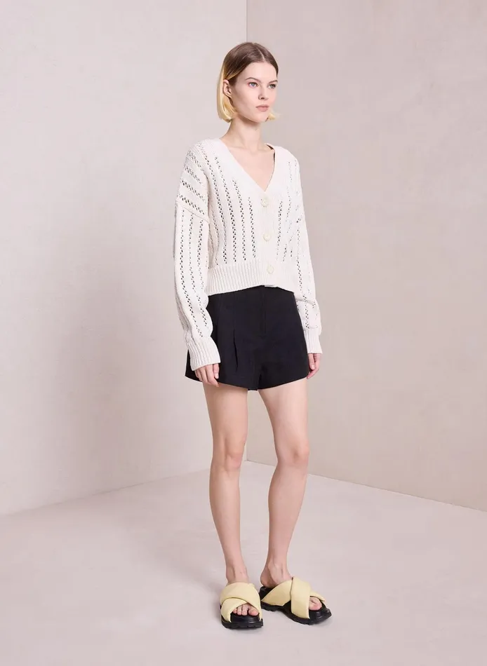 Women Knitwear ALC Drew Cotton Knit Cardigan Ecru