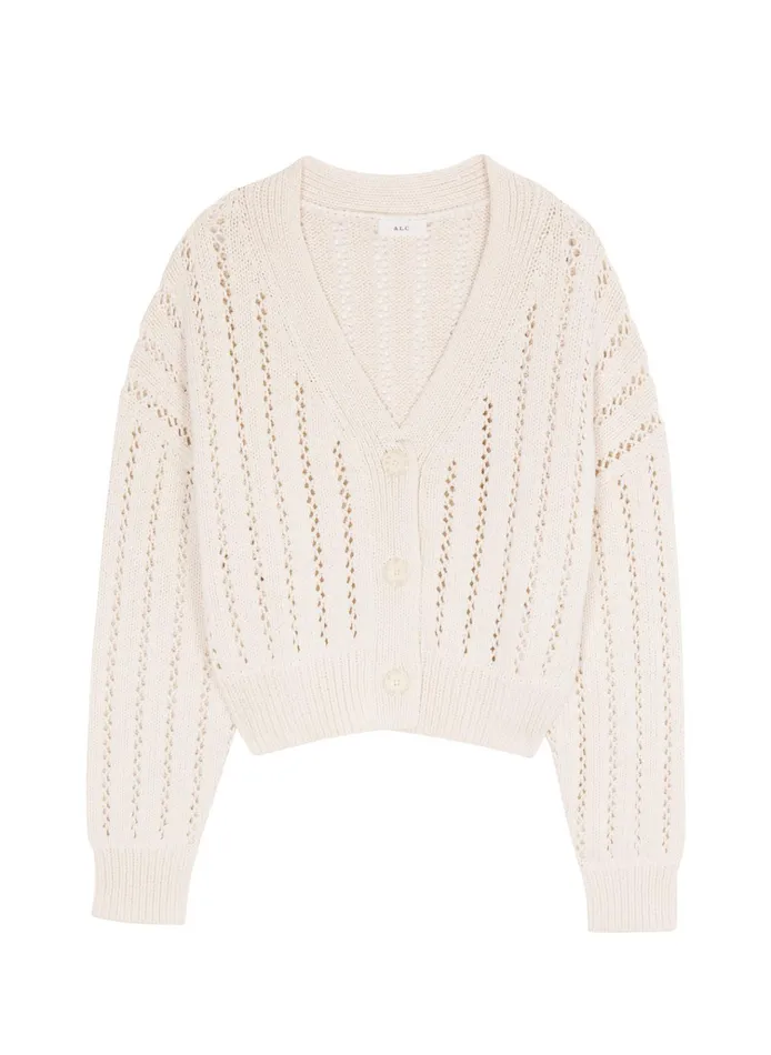 Women Knitwear ALC Drew Cotton Knit Cardigan Ecru