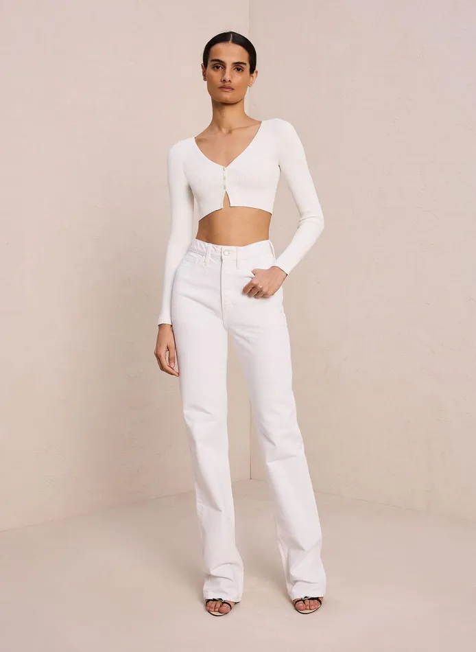 Women Knitwear ALC Hallie Ii Rib Knit Cardigan Off White