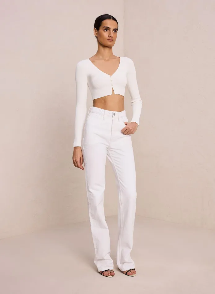 Women Knitwear ALC Hallie Ii Rib Knit Cardigan Off White