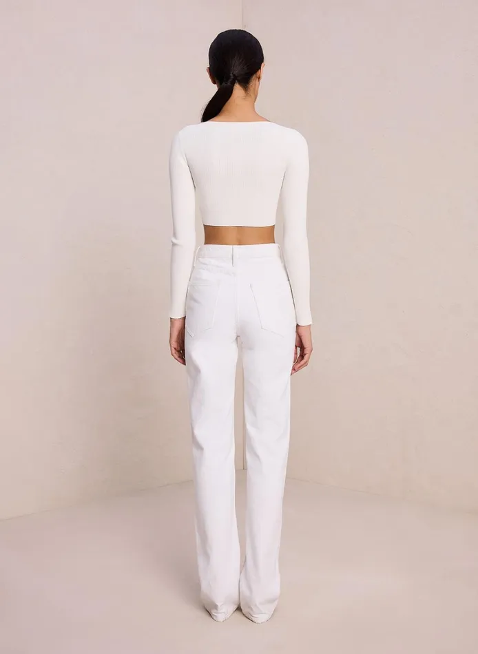 Women Knitwear ALC Hallie Ii Rib Knit Cardigan Off White
