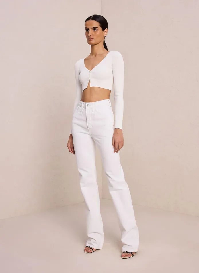 Women Knitwear ALC Hallie Ii Rib Knit Cardigan Off White