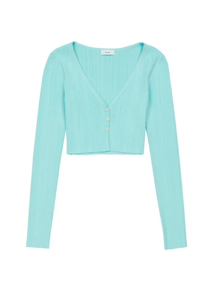 Women Knitwear ALC Hallie Ii Rib Knit Cardigan Summer Dew