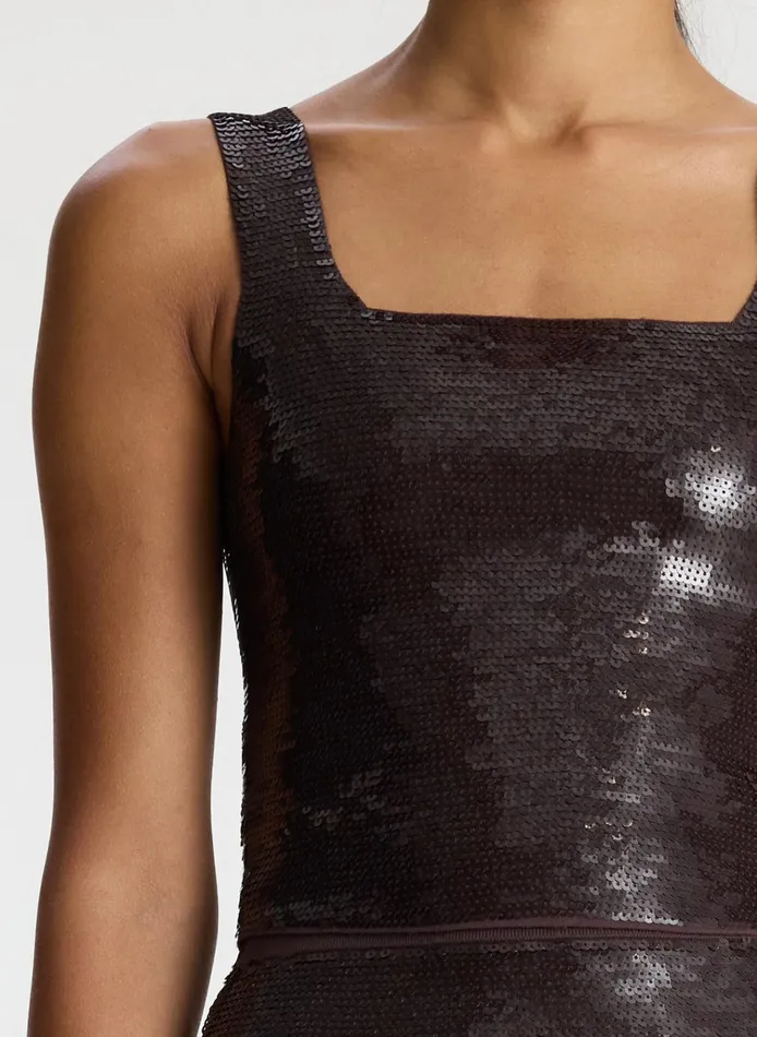 Women Knitwear ALC Victoria Sequin Knit Top Dark Brown