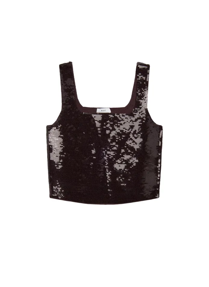 Women Knitwear ALC Victoria Sequin Knit Top Dark Brown