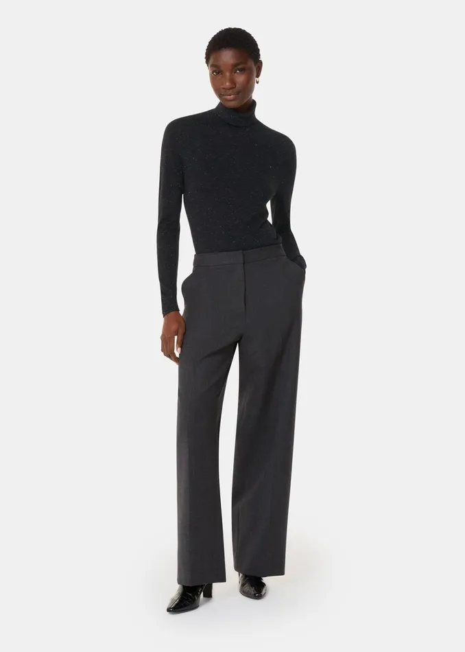 Women Knitwear and Cashmere Whistles Black Annie Sparkle Roll Neck