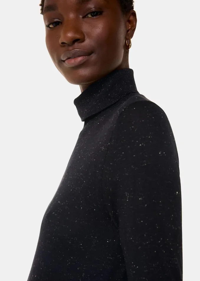 Women Knitwear and Cashmere Whistles Black Annie Sparkle Roll Neck