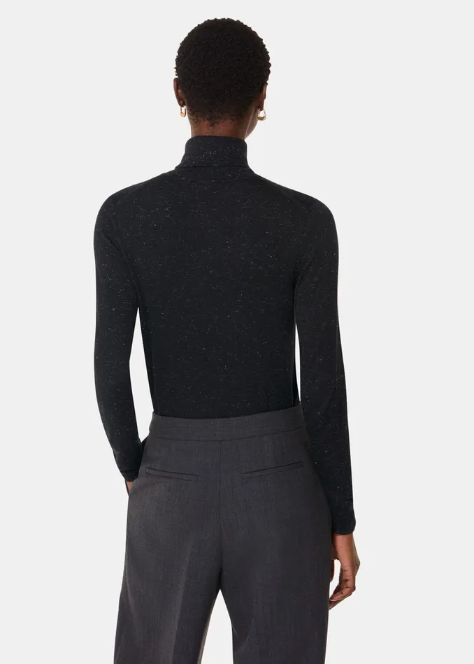 Women Knitwear and Cashmere Whistles Black Annie Sparkle Roll Neck