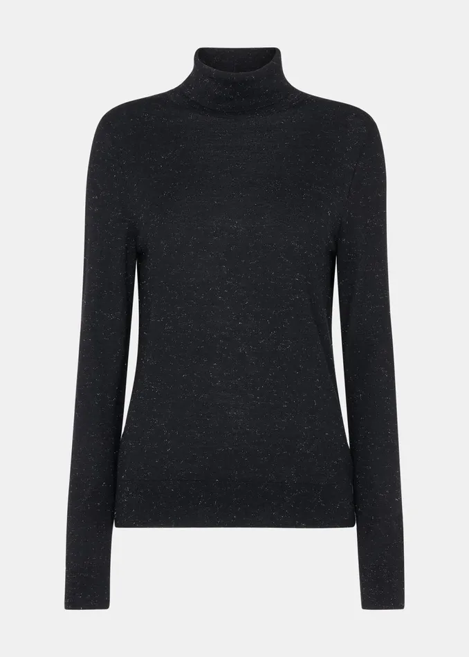 Women Knitwear and Cashmere Whistles Black Annie Sparkle Roll Neck