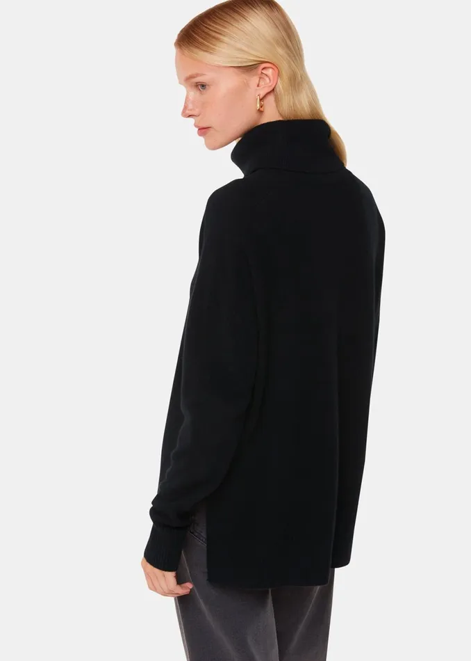 Women Knitwear and Cashmere Whistles Black Cashmere Roll Neck