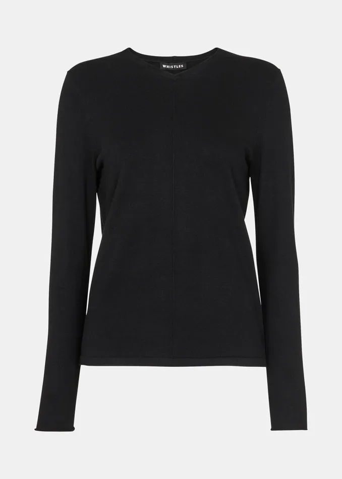Women Knitwear and Cashmere Whistles Black Mila V Neck Knit