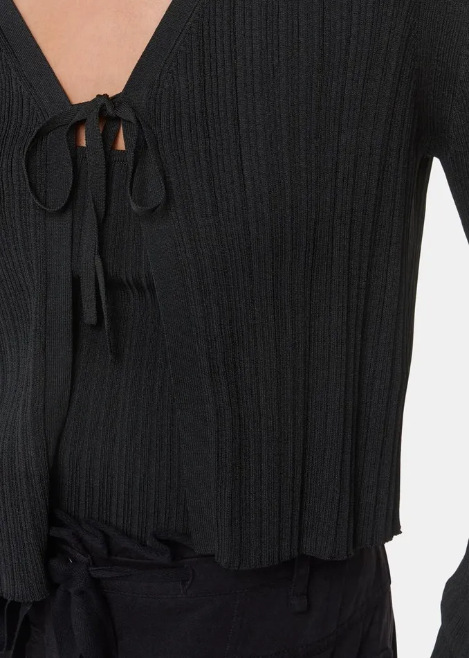 Women Knitwear and Cashmere Whistles Black Tie Front Detail Cardigan