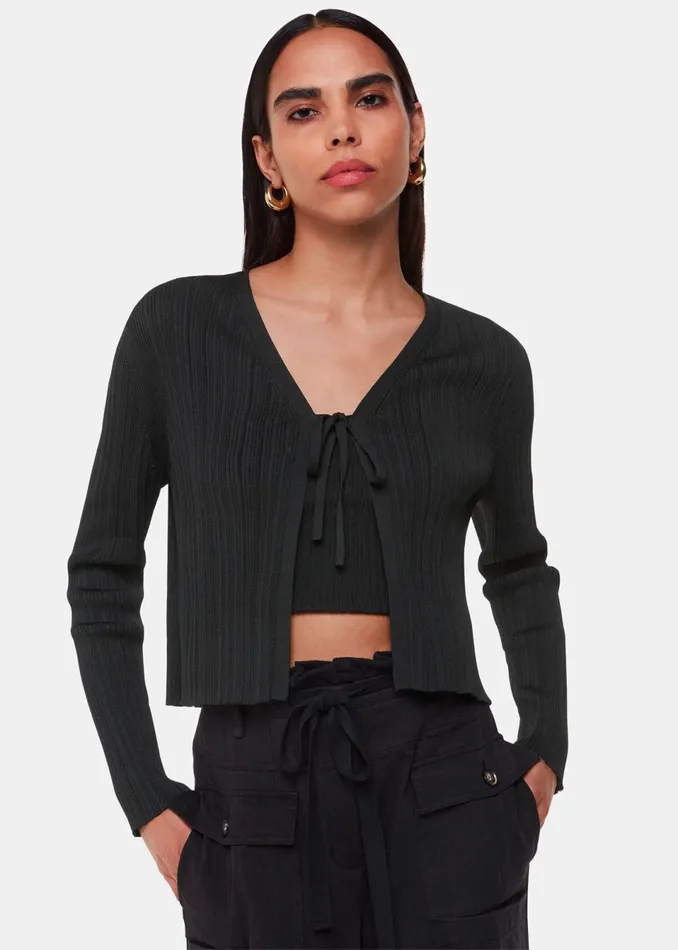 Women Knitwear and Cashmere Whistles Black Tie Front Detail Cardigan