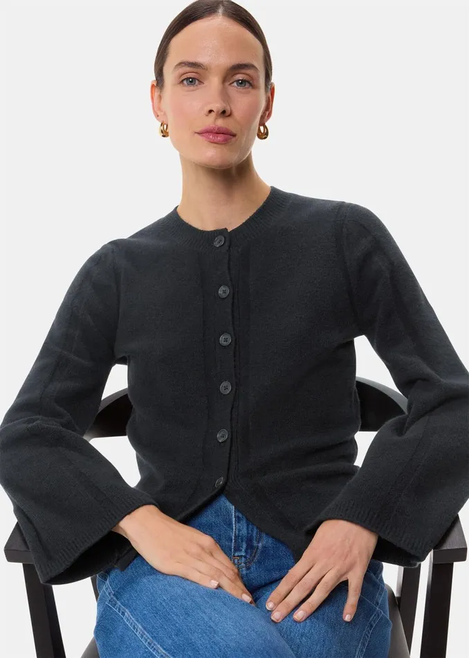 Women Knitwear and Cashmere Whistles Black Wide Sleeve Detail Cardigan