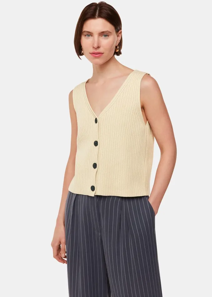 Women Knitwear and Cashmere Whistles Butter Button Front V Neck Tank