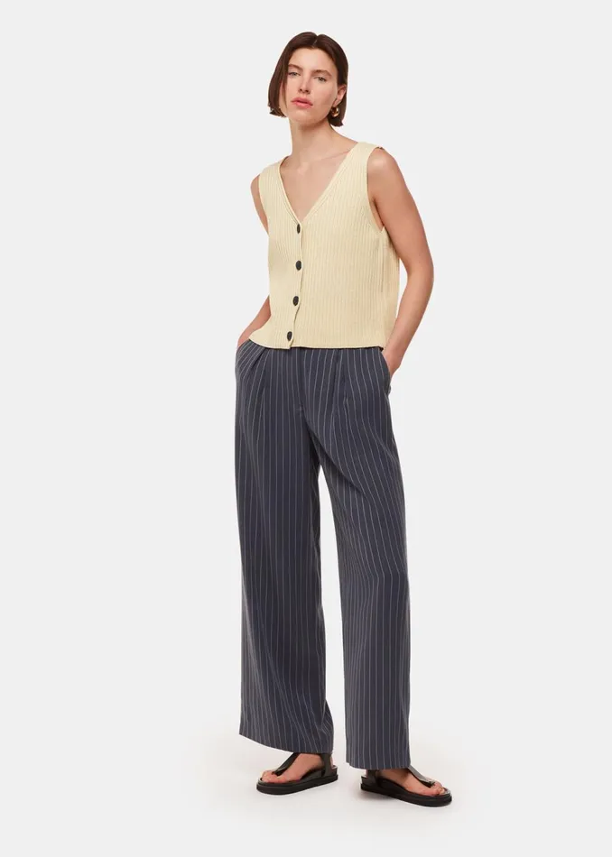 Women Knitwear and Cashmere Whistles Butter Button Front V Neck Tank