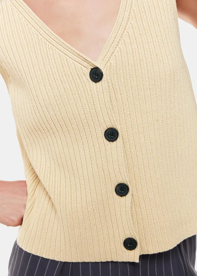 Women Knitwear and Cashmere Whistles Butter Button Front V Neck Tank