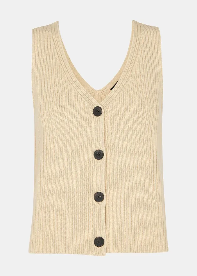 Women Knitwear and Cashmere Whistles Butter Button Front V Neck Tank