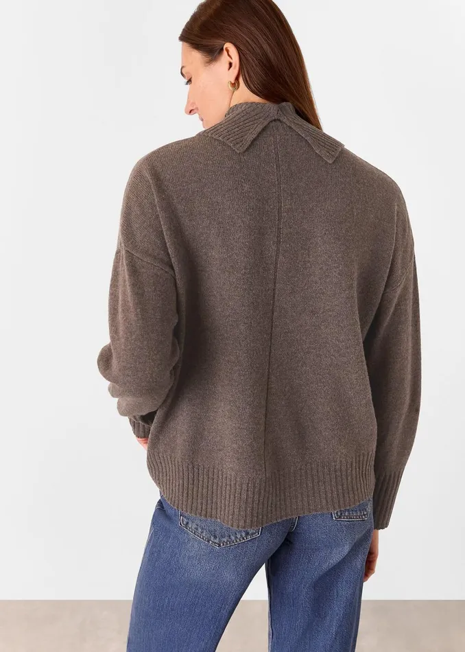 Women Knitwear and Cashmere Whistles Chocolate Wool Roll Neck Pocket Sweater