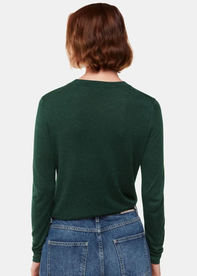 Women Knitwear and Cashmere Whistles Dark Green Annie Sparkle Crew Neck