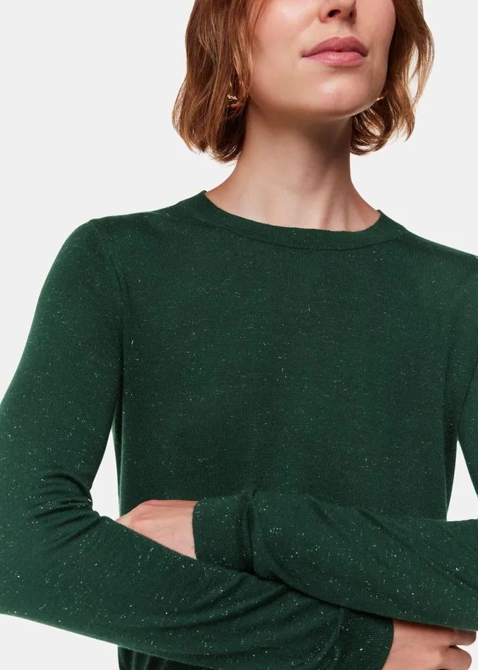 Women Knitwear and Cashmere Whistles Dark Green Annie Sparkle Crew Neck