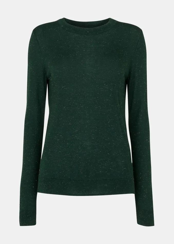 Women Knitwear and Cashmere Whistles Dark Green Annie Sparkle Crew Neck