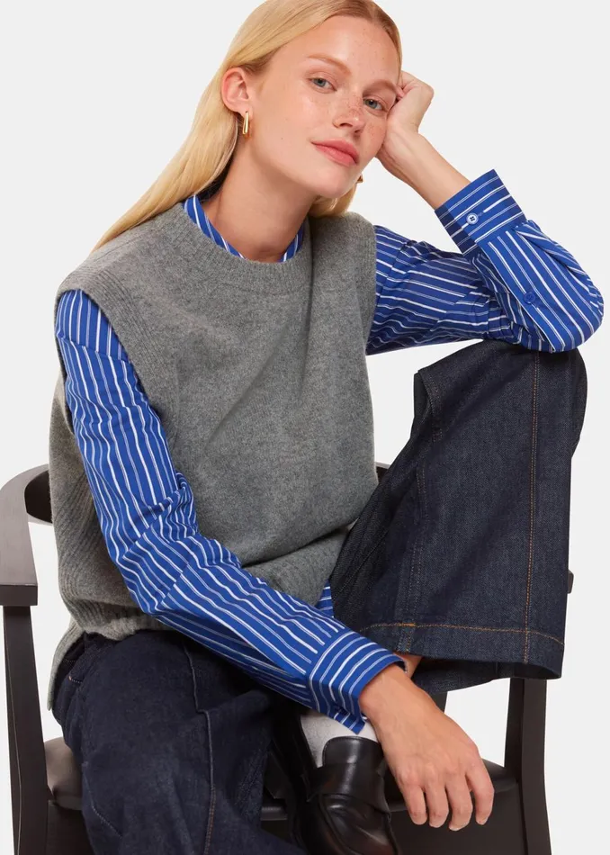 Women Knitwear and Cashmere Whistles Grey Wool Sleeveless Tank