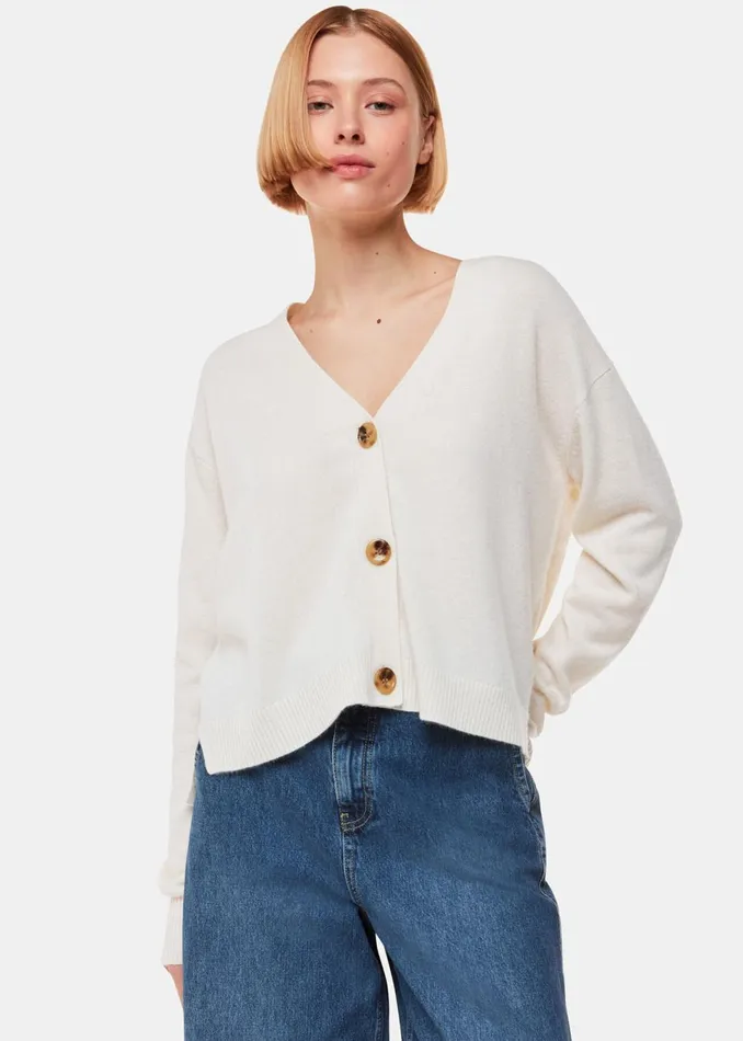 Women Knitwear and Cashmere Whistles Ivory Cashmere Cardigan