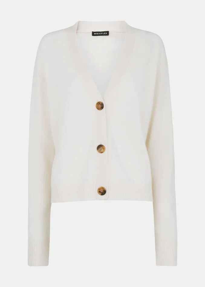 Women Knitwear and Cashmere Whistles Ivory Cashmere Cardigan
