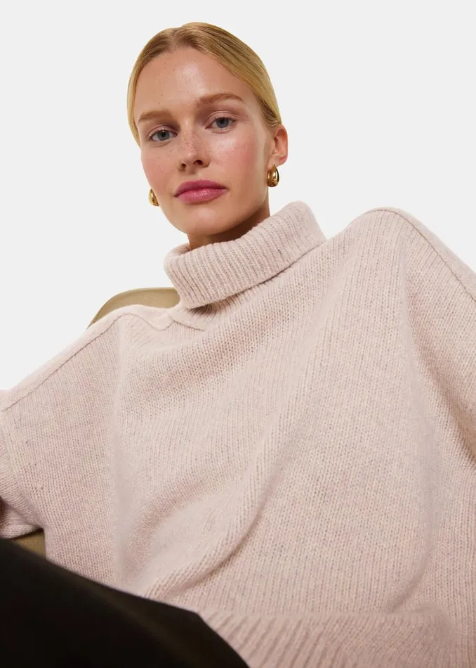 Women Knitwear and Cashmere Whistles Ivory Wool Roll Neck Knit